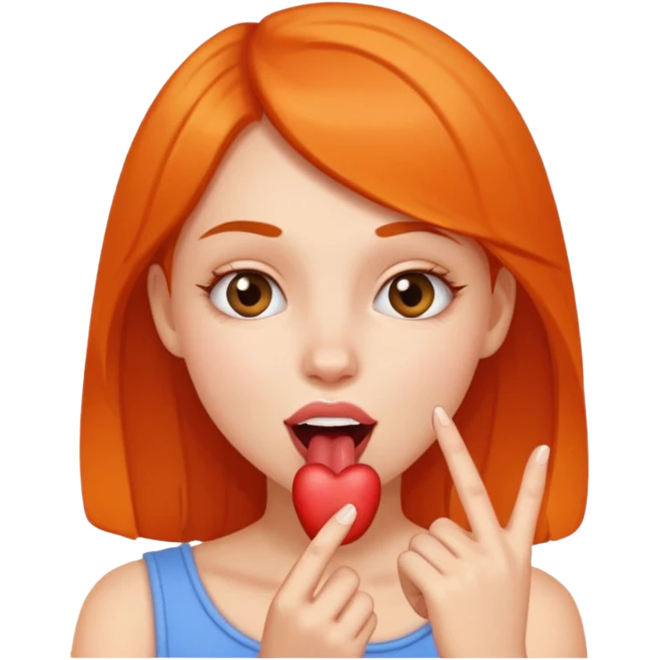 chica guapa mordiéndose suavemente un dedo de la mano  “sexualmente” emoji