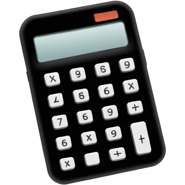 Minimalistic flat vector icon, iOS style, thin black contour on white background. Calculator and geometric shapes (triangle, circle). No text, no shadows. emoji