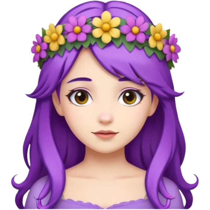 Princesses with Flower Crown in Purple Hair emoji