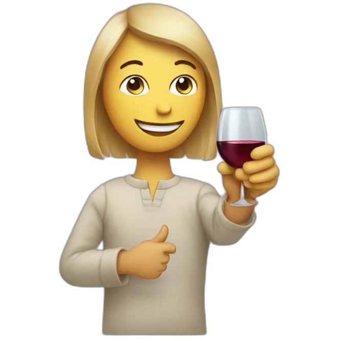 Holding a glass of wine with thumb index and middle finger emoji