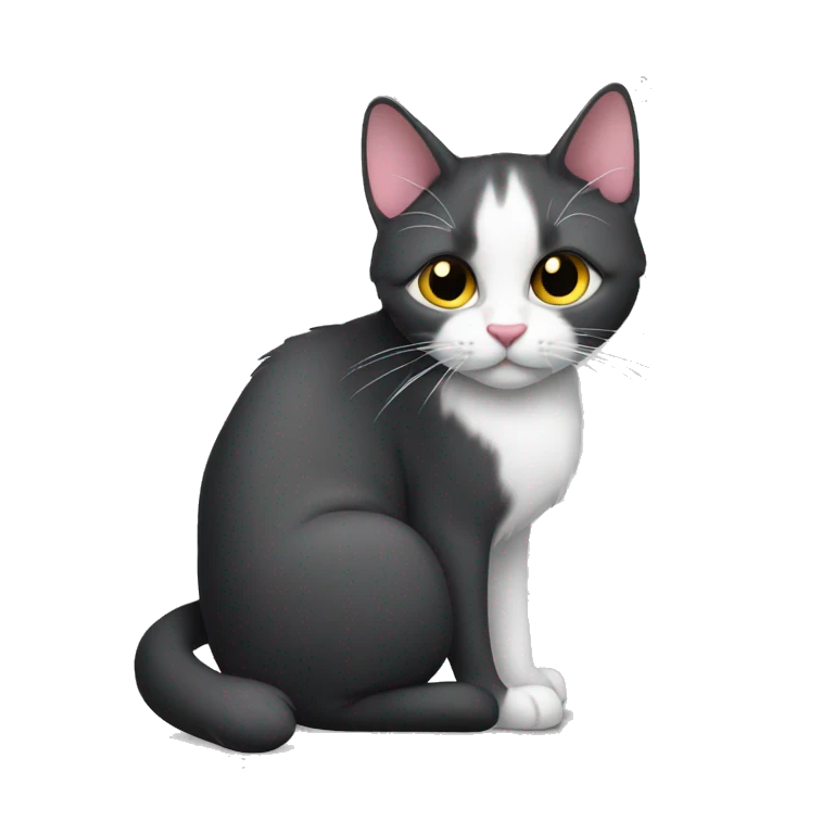 Черная кошка с розовым бантиком emoji