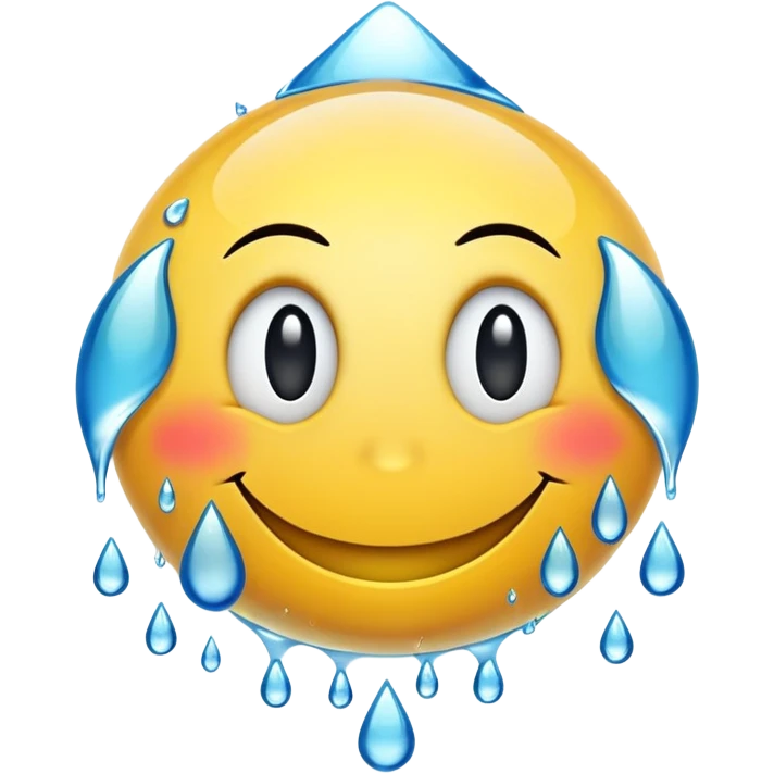 Smiley face plus water drops emoji