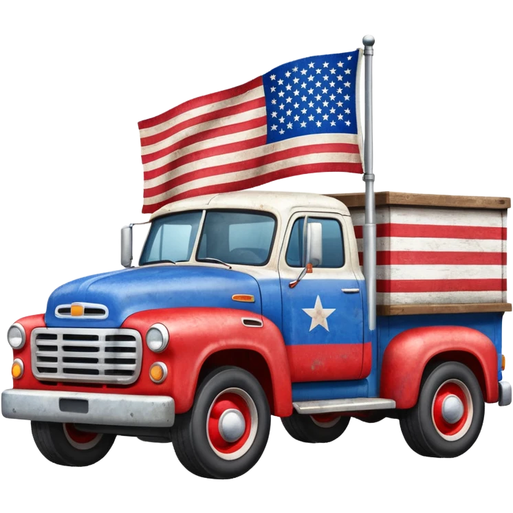 Truck with American flag emoji