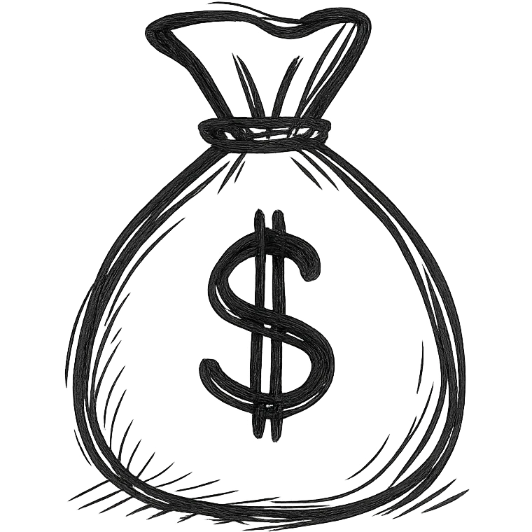 money bag icon, minimal outline, modern icon style emoji