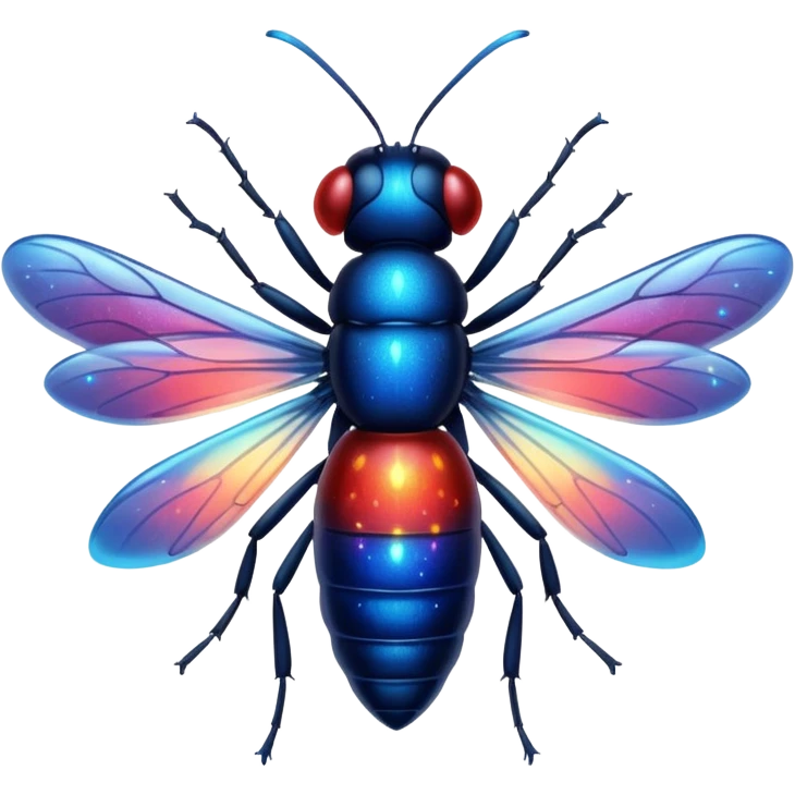 glitter red and blue firefly emoji