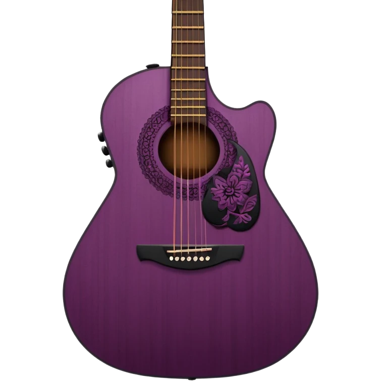 dark reddish-purple acoustic guitar with lace black details emoji