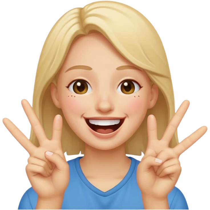 peace sign while laughing hard with tears emoji
