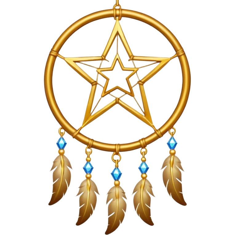 Star-shaped golden bright divine shimmering shiny sparkly glittery glowing glossy dreamcatcher  emoji