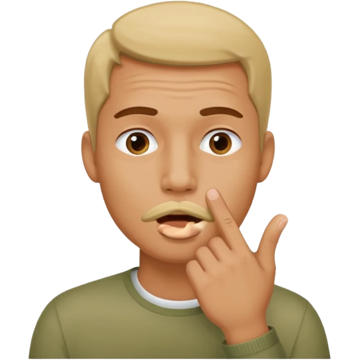 man showing shh to be quiet covering his mouth with finger emoji