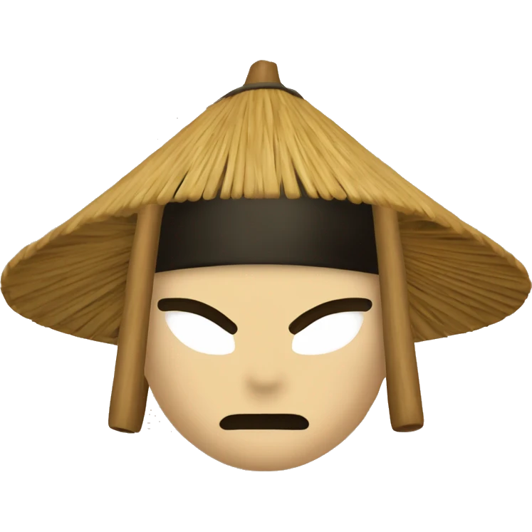 Top of wooden straw samurai hat emoji