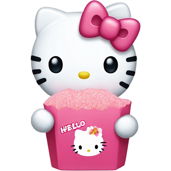 Hello kitty holding a pack of sugar emoji