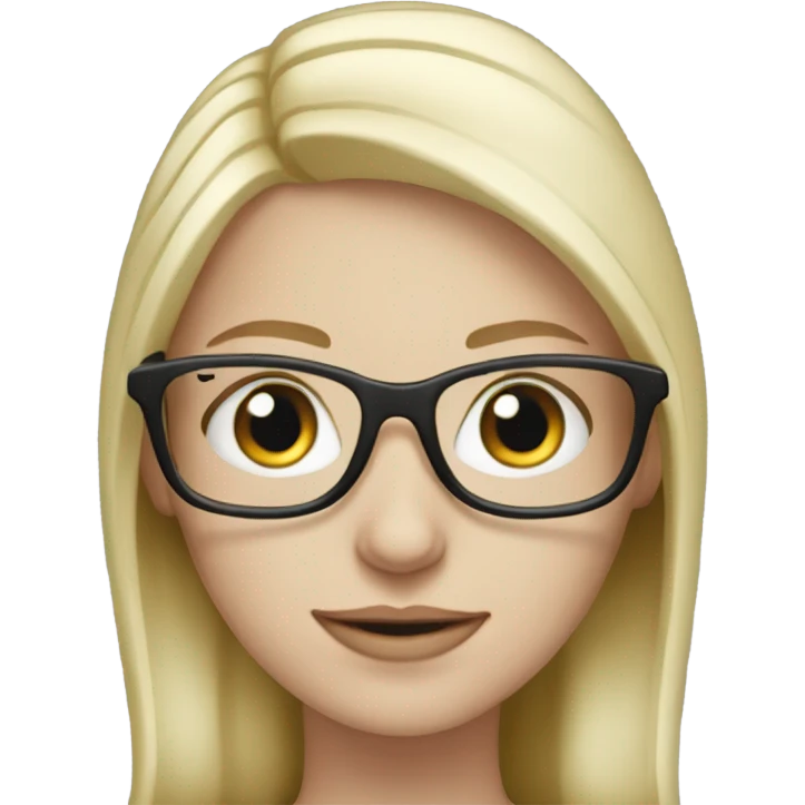 blonde pale white woman with blue eyes and glasses working on laptop emoji