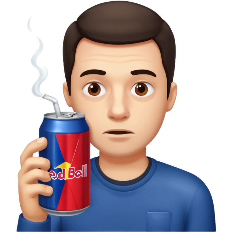 Sleep deprived guy with redbull emoji