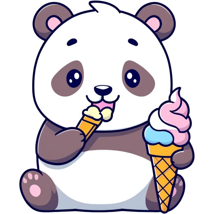 Panda eating ice cream emoji