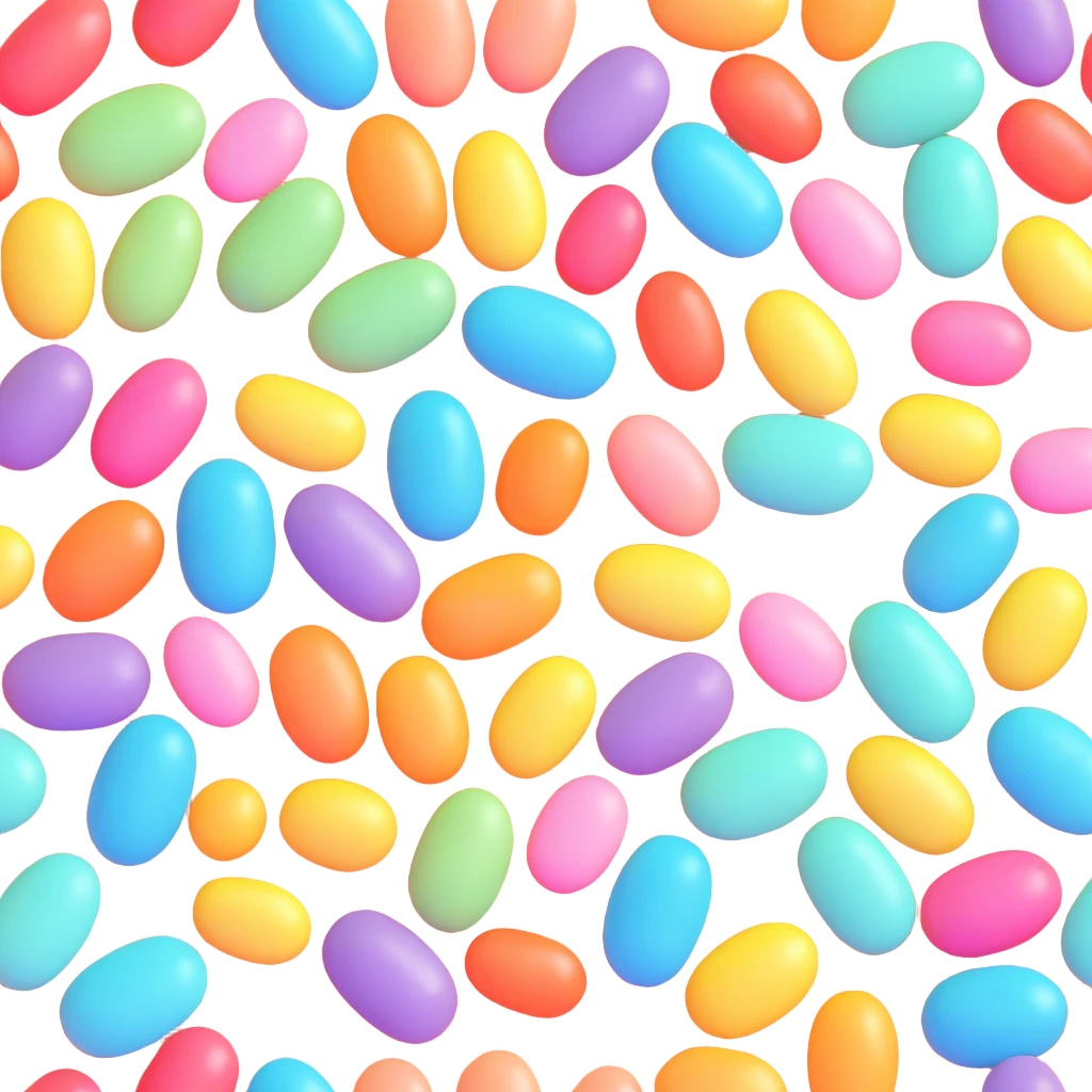 colorful pastel toned jelly beans candy, transparent background emoji