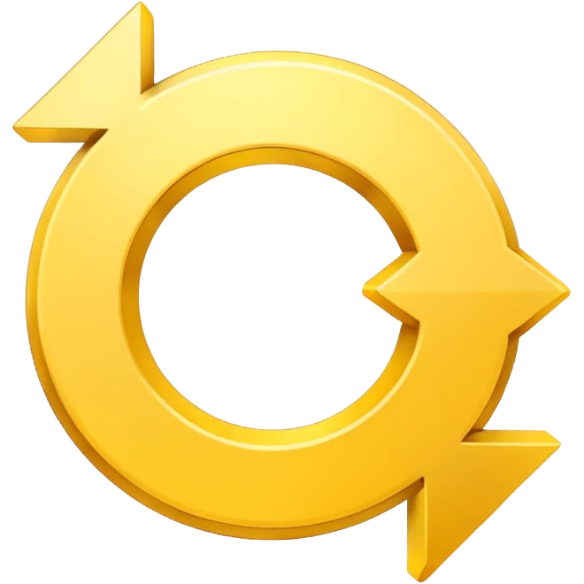 Prompt 15: "Is your backup plan."
Graphic: 🔄 Refresh/loop arrows icon (white with yellow highlights).
Animation: Arrows rotate smoothly.
Background: Transparent. emoji