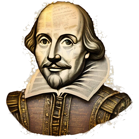 Glowing Shakespeare made of newspaper and 420 hemp leaves and bokeh fairy lights lanterns stained glass, bokeh, annotated sketch, handwritten letters, collage of intricate patterns, lantern emoji