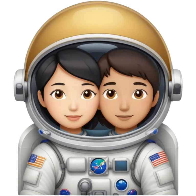 Asian Astronaut couple cuddling  emoji