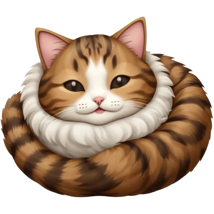 dark brown tabby and white cat in funny positions upside down with eyes closed emoji