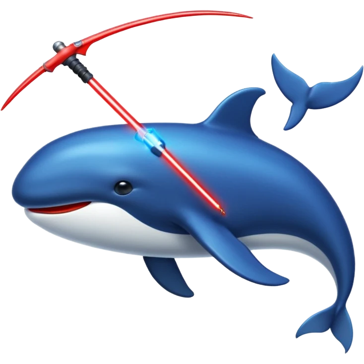 Une baleine avec un sabre laser rouge emoji