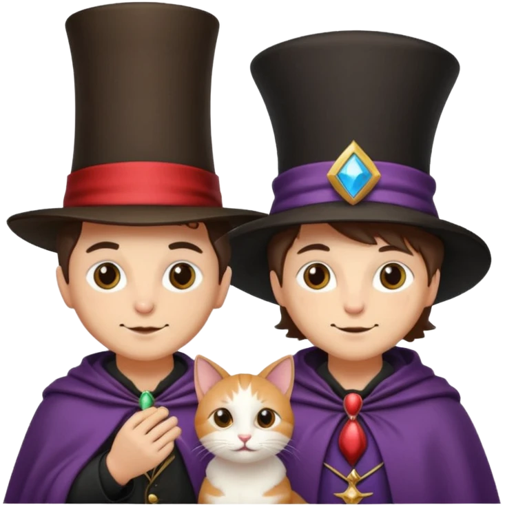 magician couple and their pet cat emoji
