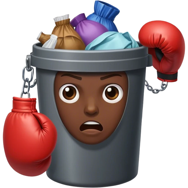 A garbage can that's boxing emoji