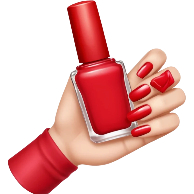 hand with painted nails and nail polish bottle emoji