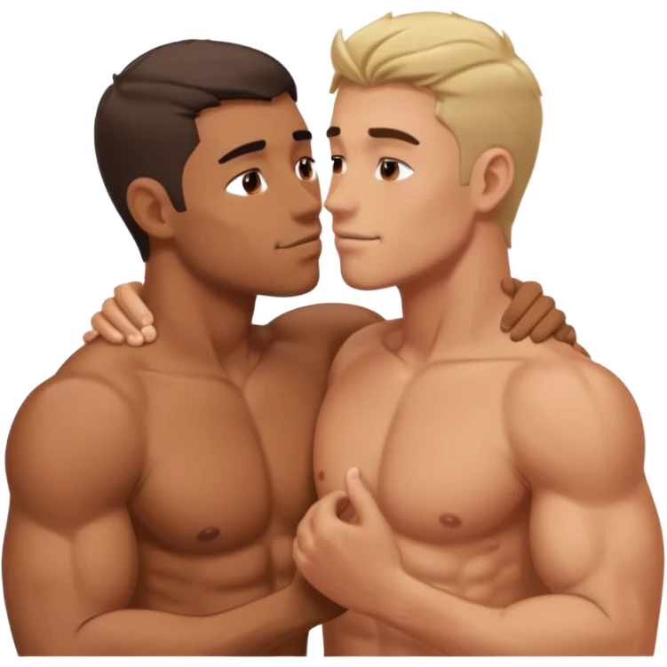 2 shirtless men making out emoji