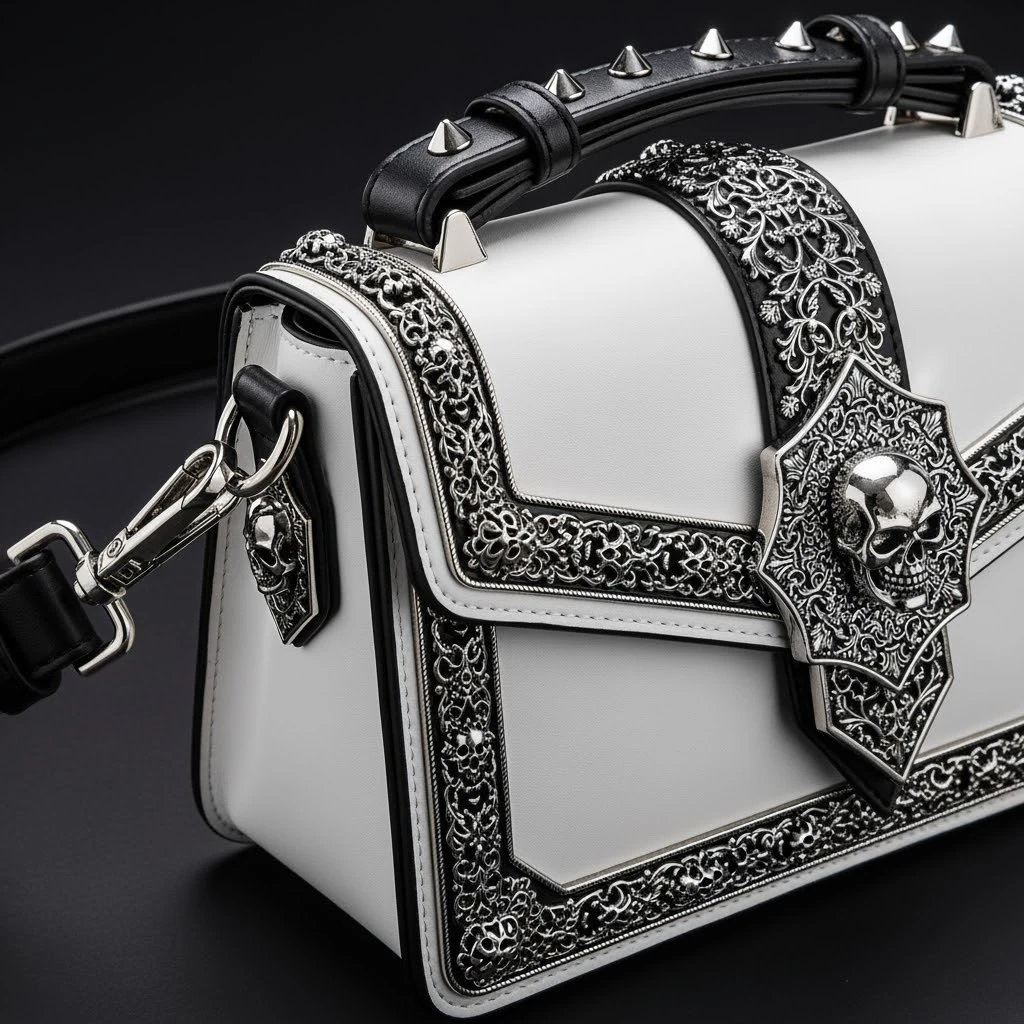 Back white gothic purse without background emoji