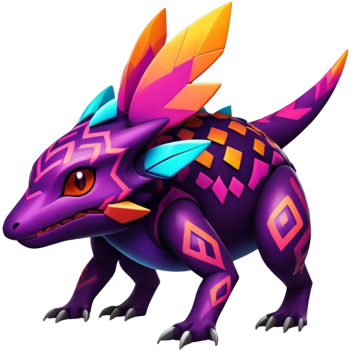 Dark bright neon colorful edgy exotic Fakémon-Pokémon-Vernid-creature emoji