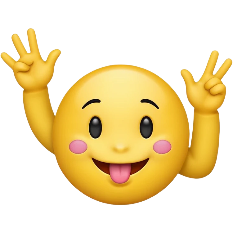 a emoticon with the tongue out, holding up both hands in a shape of an L emoji