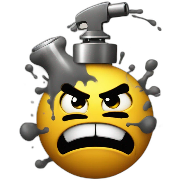 a emoji graffiti styled of a angry bomb with a graffiti spray painting on his hand emoji