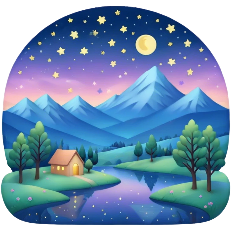  starry night landscape in pastel colors  emoji