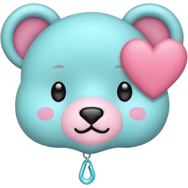 Oso gummy color aguamarina corazón rosa kawaii emoji