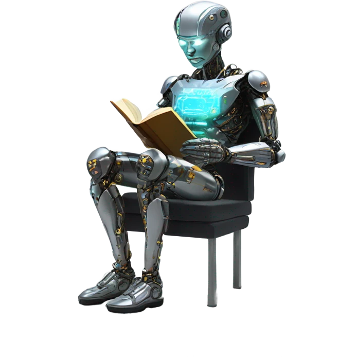 Cyborg reading book emoji
