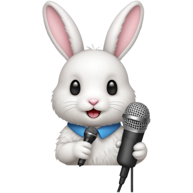 white bunnie singing to mic emoji