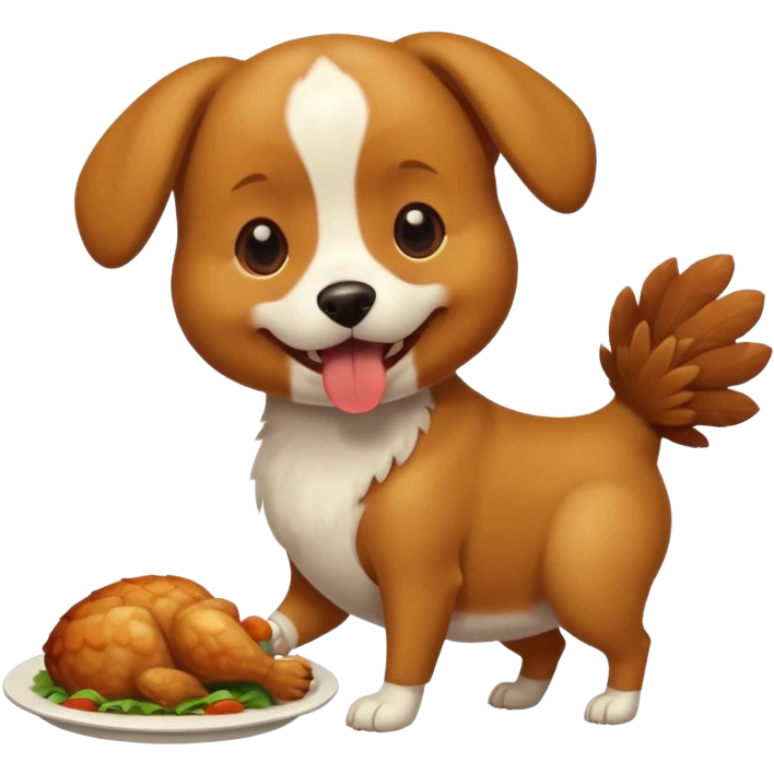 A dog eating chicken  emoji