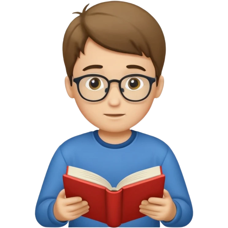 Boy reading books without glasses emoji