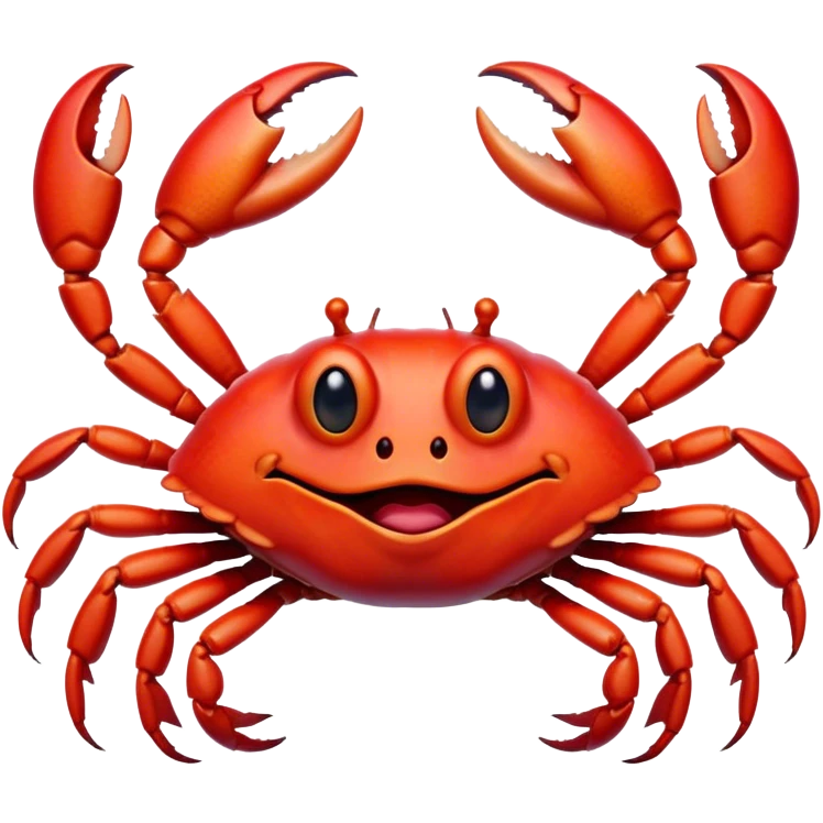 Cinematic Realistic Comical Crab Portrait Emoji, Head tilted dramatically with an exaggeratedly amused expression, featuring a striking, glossy red shell with bold natural textures and a whimsically formed face with wide, expressive eyes full of playful disbelief, rendered with lifelike detail and vibrant coastal hues, high shine, dramatic yet playful, styled with an air of cheeky seaside mischief, soft glowing outline, capturing the essence of a spirited and over‐the‐top crab that looks ready to pinch its way into viral fame! emoji