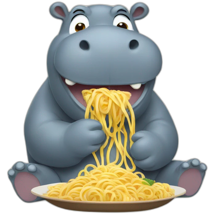 hippo eating noodles emoji