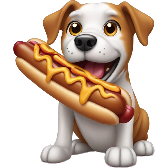 dog eating a hotdog emoji