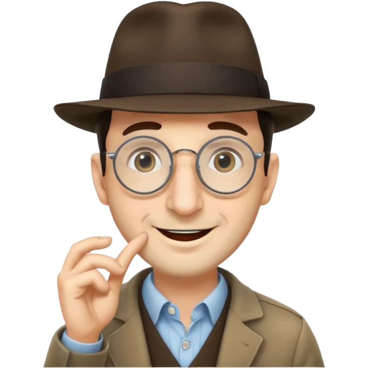 Jewish man wearing fedora with a very long nose that goes past his chin and circular glasses emoji