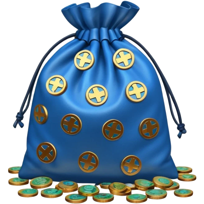 blue coins outside a money bag  emoji