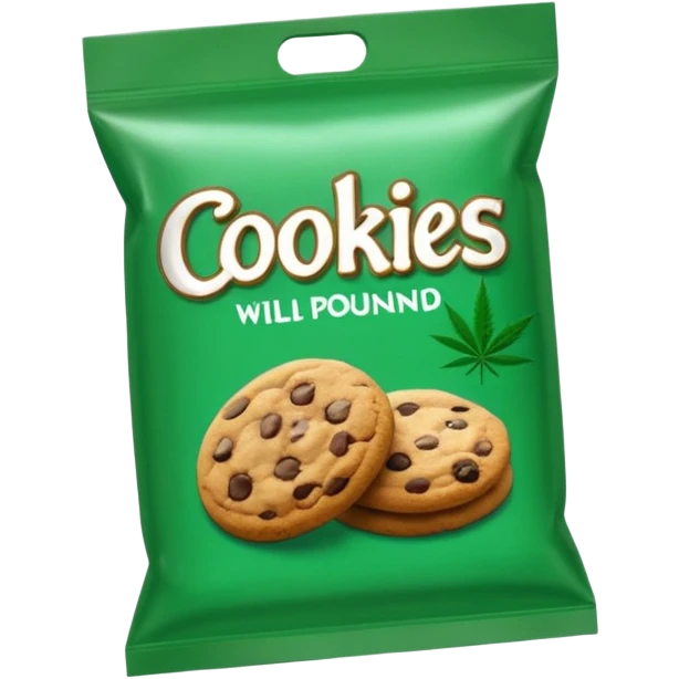 Weed pound baggie with the name cookies on it emoji