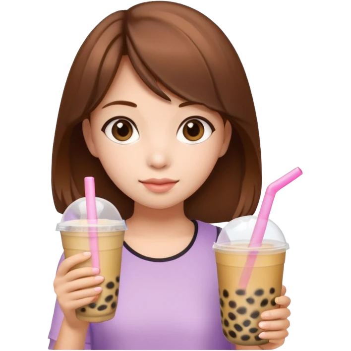 brown hair girl carrying bubble tea in summer emoji