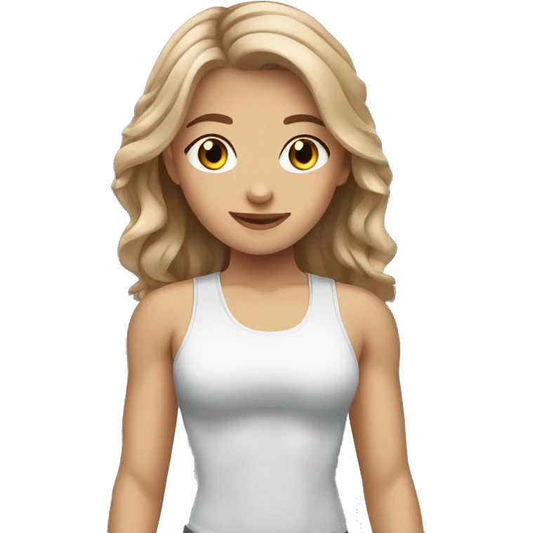 White beauty girl with light brown hair in the gym emoji