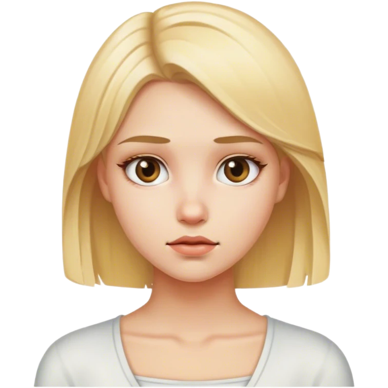 A blonde girl looking at you seriously emoji