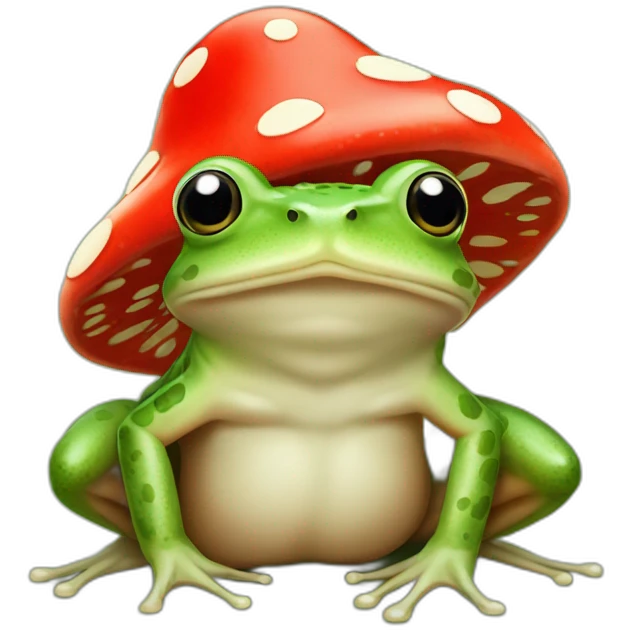 Frog with fly agaric hat on head emoji