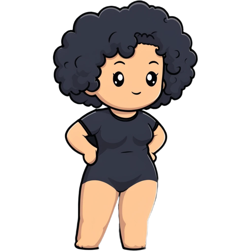 curly-haired girl with big butt emoji