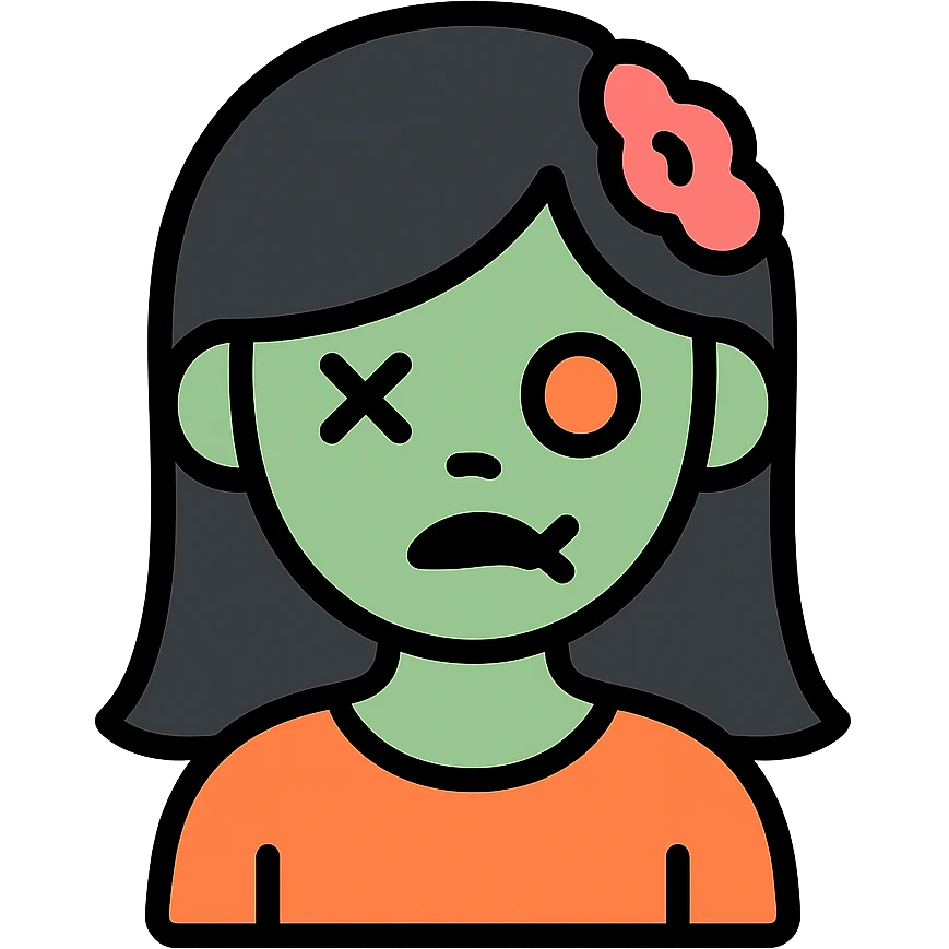 zombie girl with black hair emoji